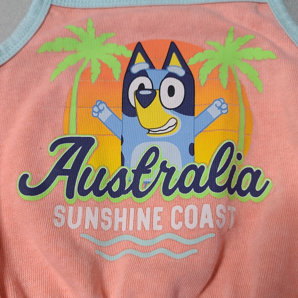 Bluey Romper Kids 3T Peach Australia Sunshine Coast‎ Graphic Summer SP2562547EY